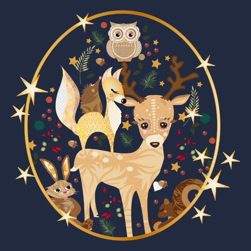de beaux animaux de la forêt fêtent Noël ensemble