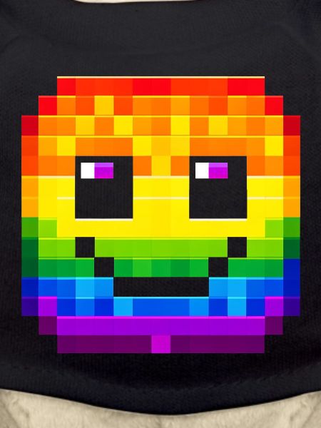 Pixelated Rainbow Smile Face