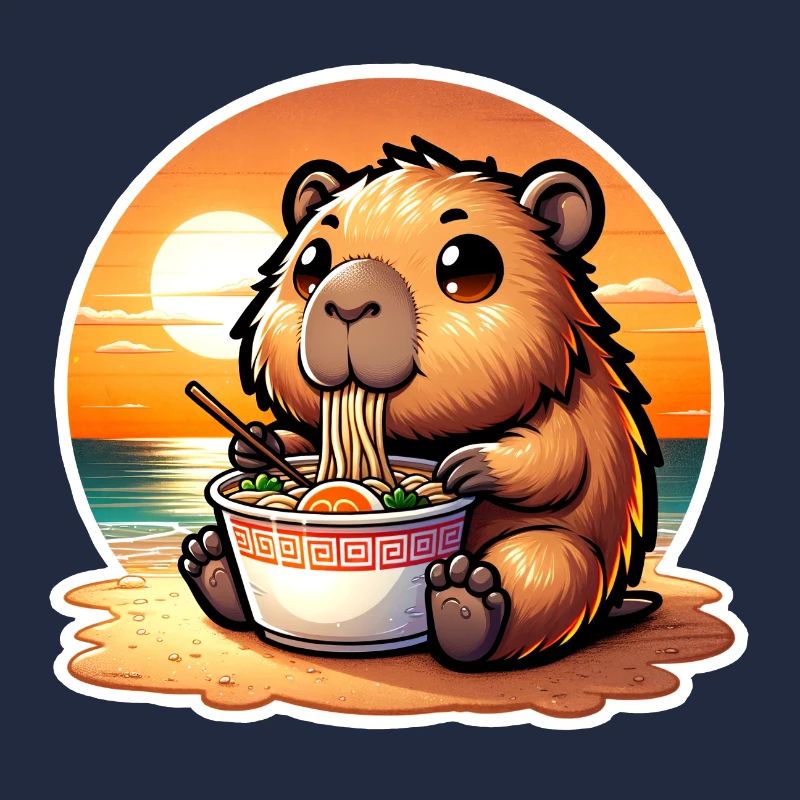 Capybara Ramen Kawaii Anime