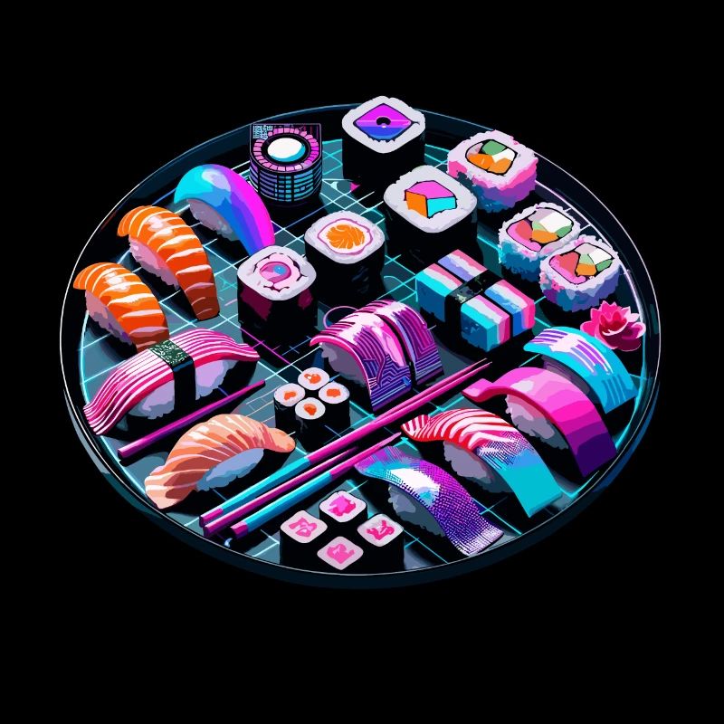 Vaporwave Sushi Japan Retro