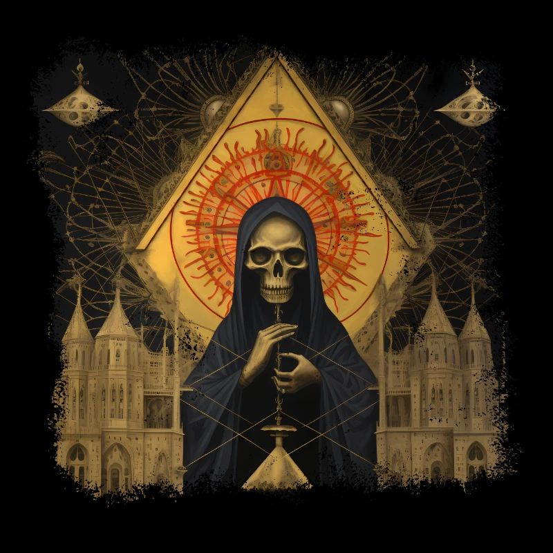Dark Horror Painting Skeleton with Cloak