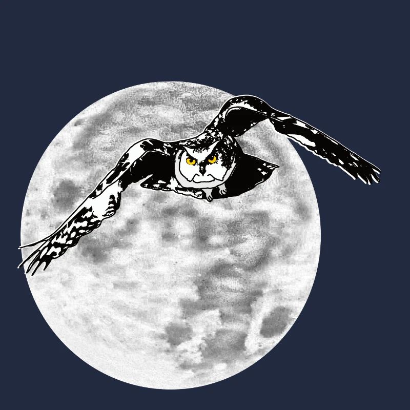 Eule vor Mond