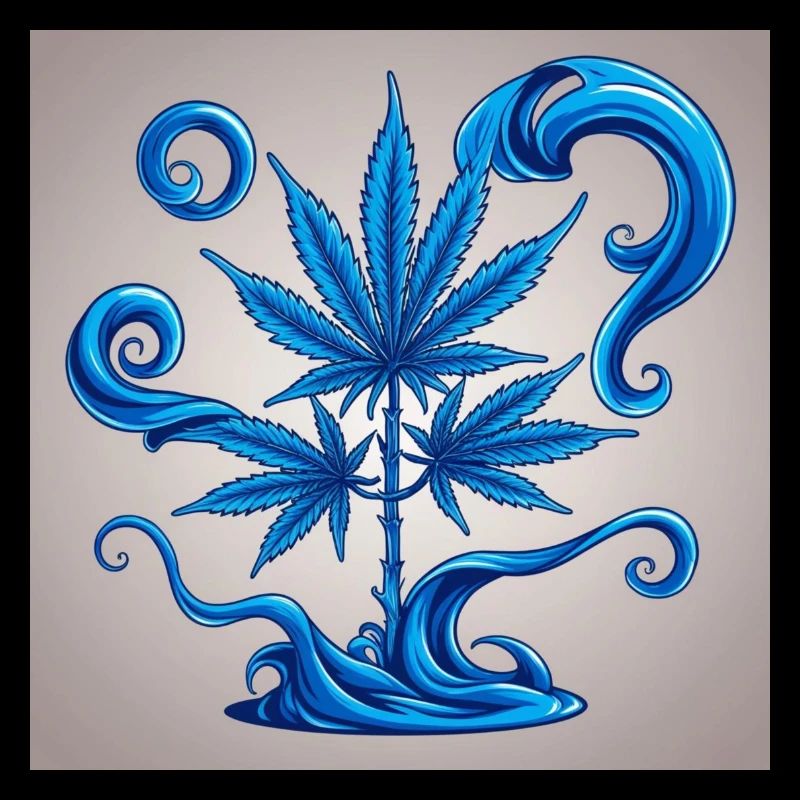 Blauer Hanfbaum mit Wasserdesign