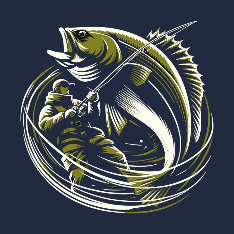 Fishing Angler Cod Giant Fish Olive Green Gift