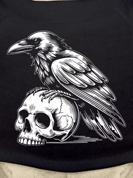 Raven on skull