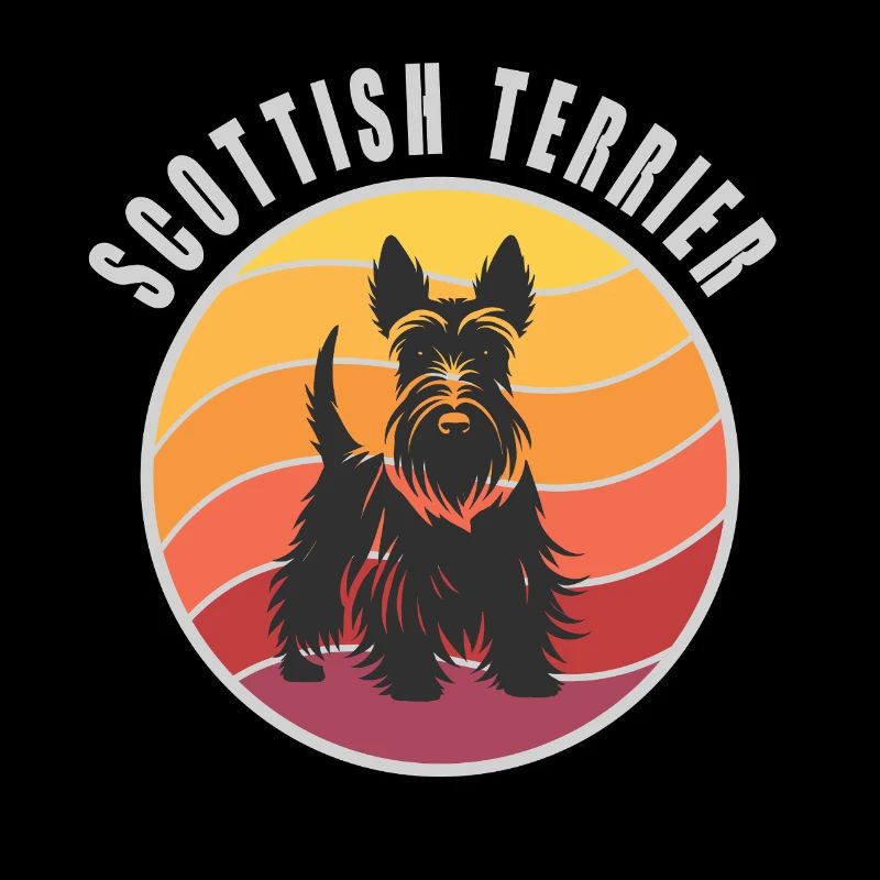 Vintage Scottish Terrier Sunset