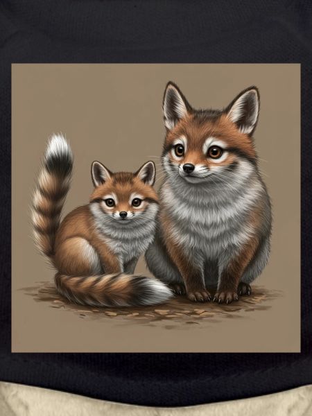 Verspielte Fuchs-Mutter und Kind