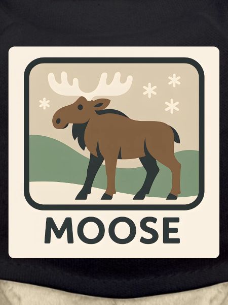 Whimsical Moose Winter Scene
