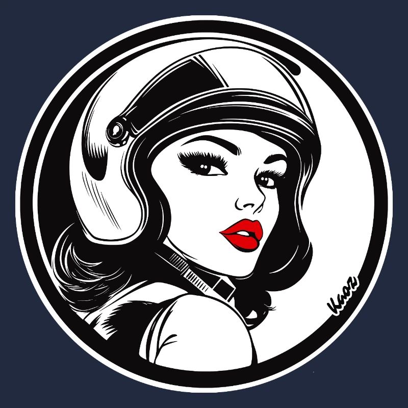 Femme de course rétro chic avec casque