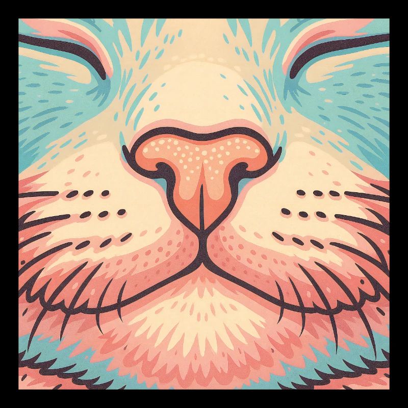 Nez de chat rétro - Illustration de moustaches colorées