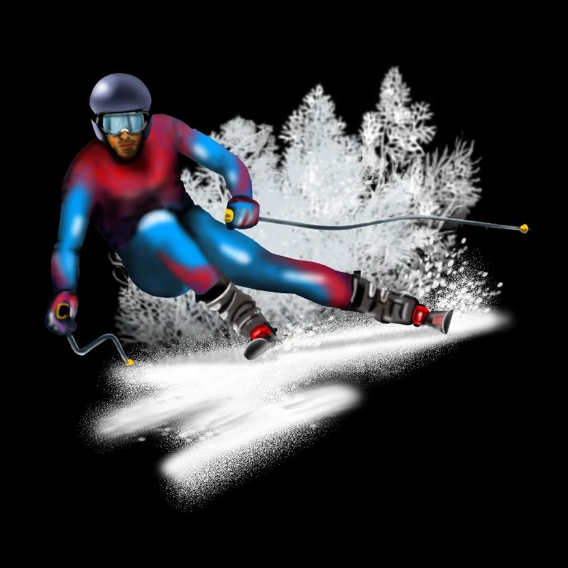 Rasender Skifahrer im Schnee
