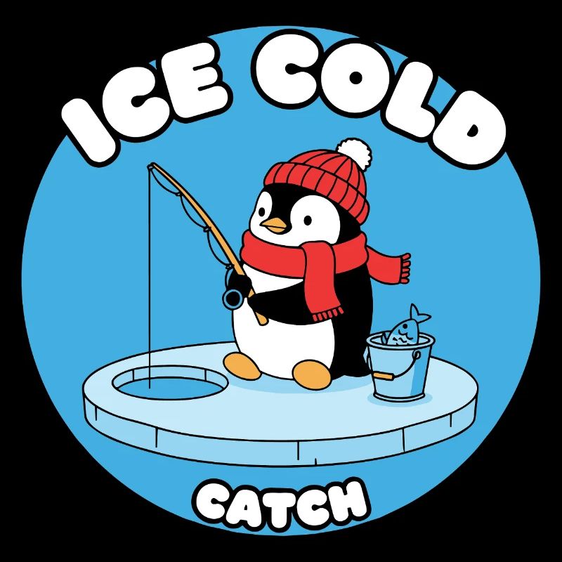 Eisfrost Pinguin fängt Eisfisch