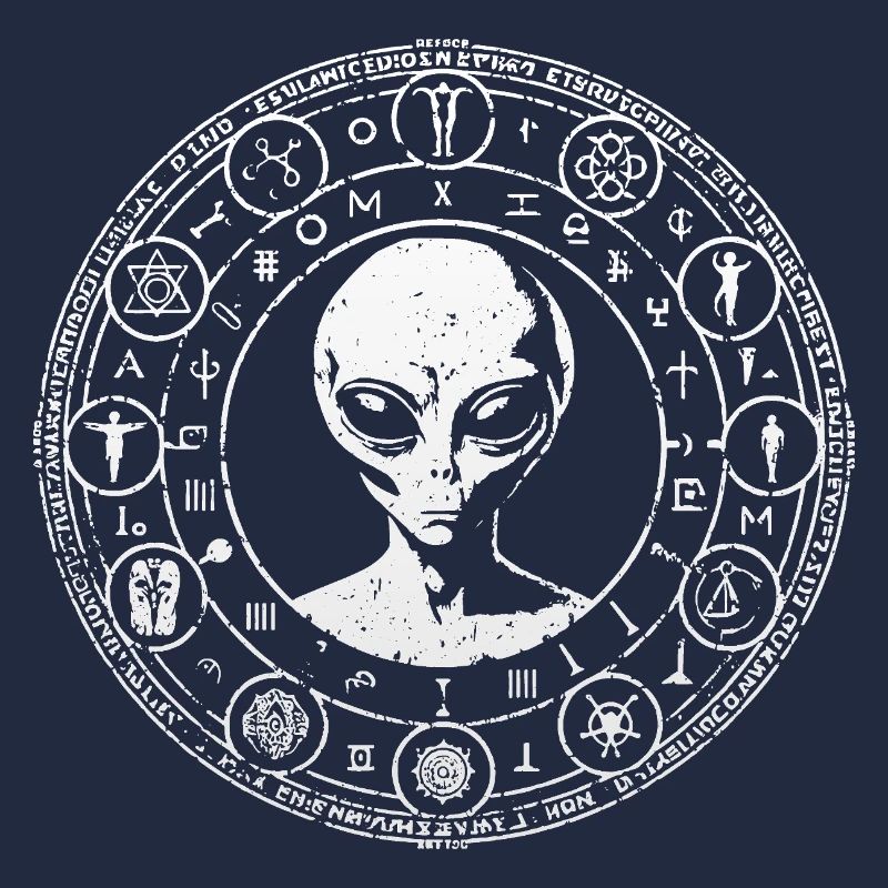 Alien Kosmische Symbole Mystisches Design Shirt