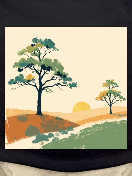Pastell-Sonnenuntergangsbäume