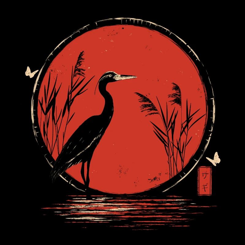 Red Crane Ukiyoe