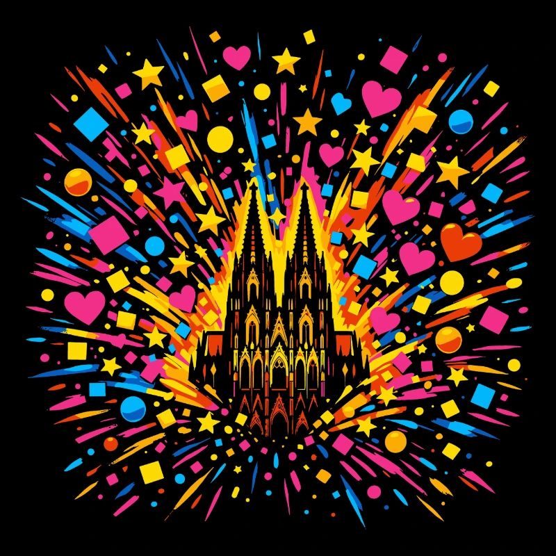 Kölner Dom Konfetti Fasching Karneval Kostüm