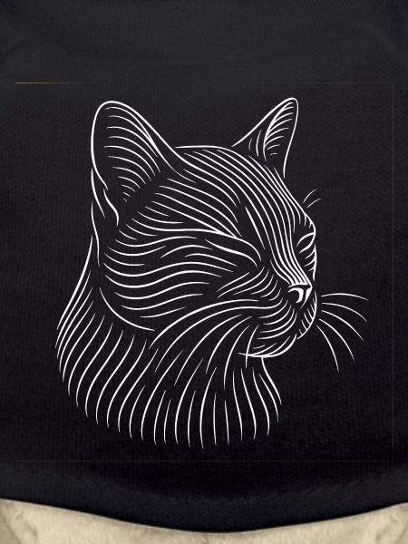 Cat Head Drawing in White