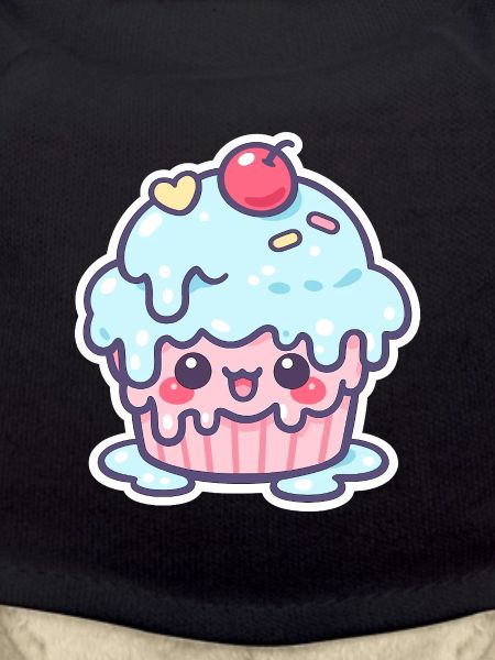 Kawaii Cupcake with Blue Frosting