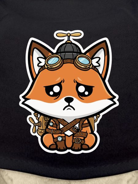 Petit Renard Aviateur Steampunk Triste Hélice