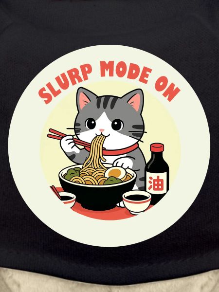 Chaton mangeant Ramen Mode Slurp