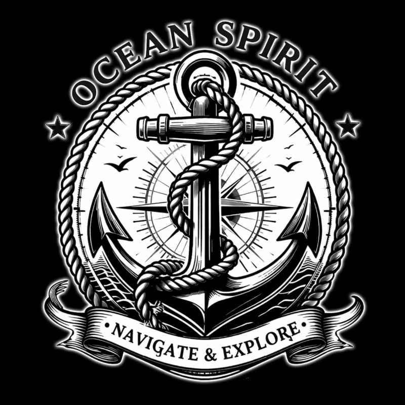 Marineemblem – Anker, Kompassrose, Meer, Ozean