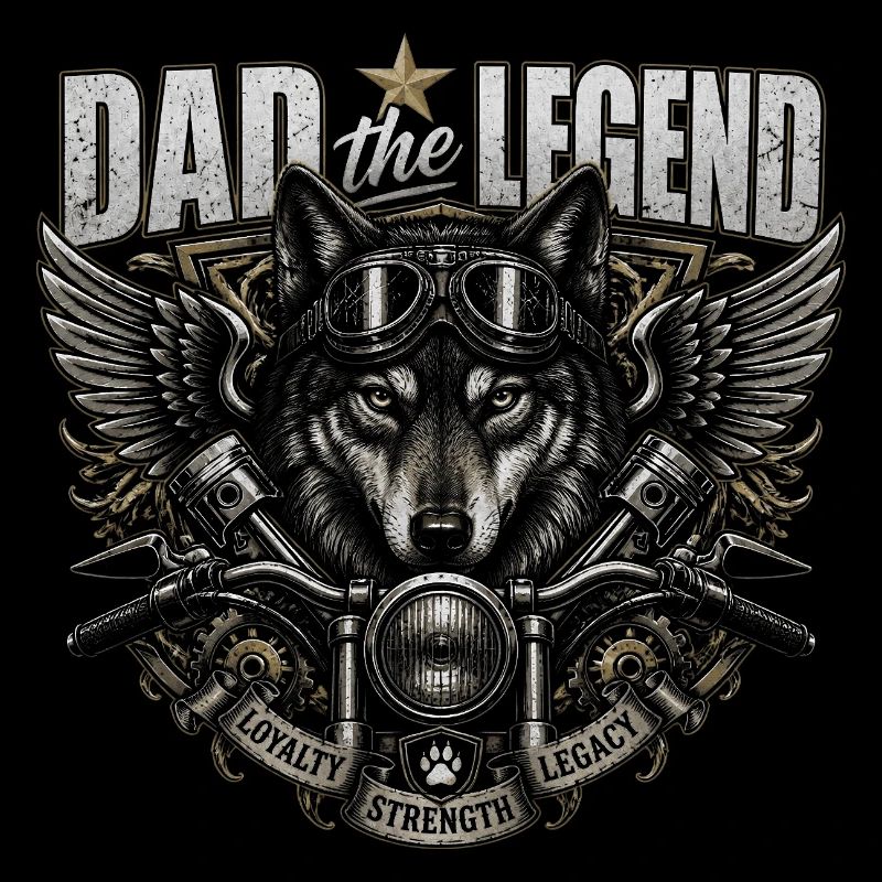 Father Legend Biker Wolves - Father's Day