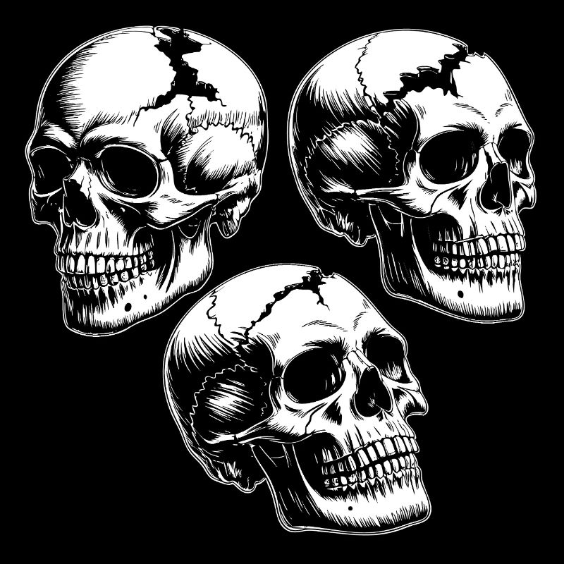 Three Skull Silhouettes