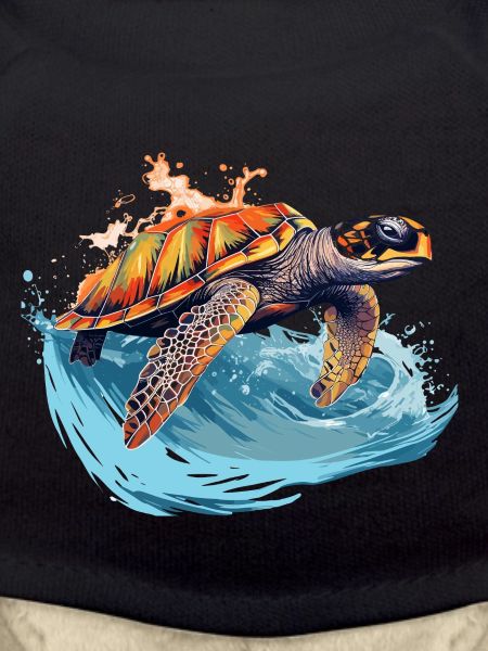 Wild sea turtle in wave