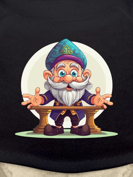 Cheerful gnome at the podium