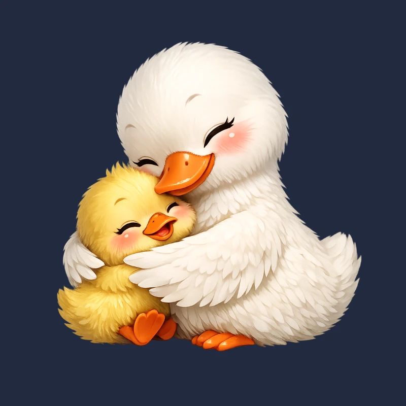 Mutter-Ente kuschelt mit ihrem Baby