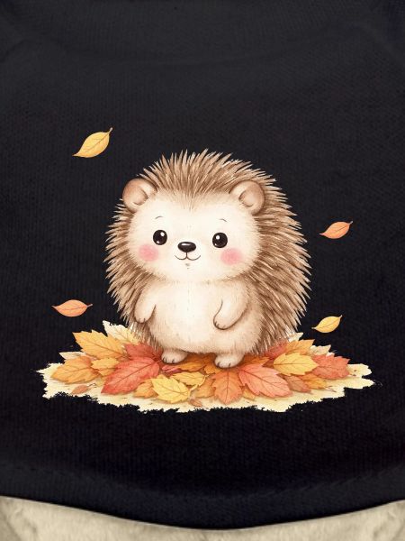 Autumnal hedgehog on leaf mound