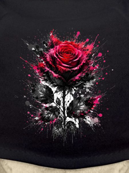 Red Rose with Ink Splashes