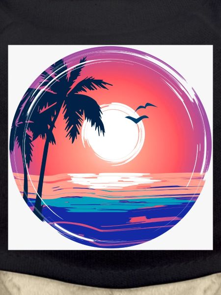 Sunset Palm Circle Ocean Glow