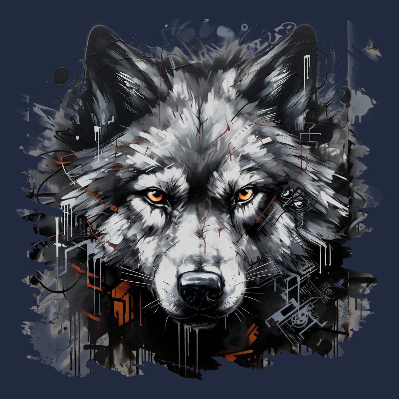 Loup solitaire. Chasseur urbain dans le style graffiti.
