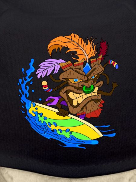 Tiki mask surfer