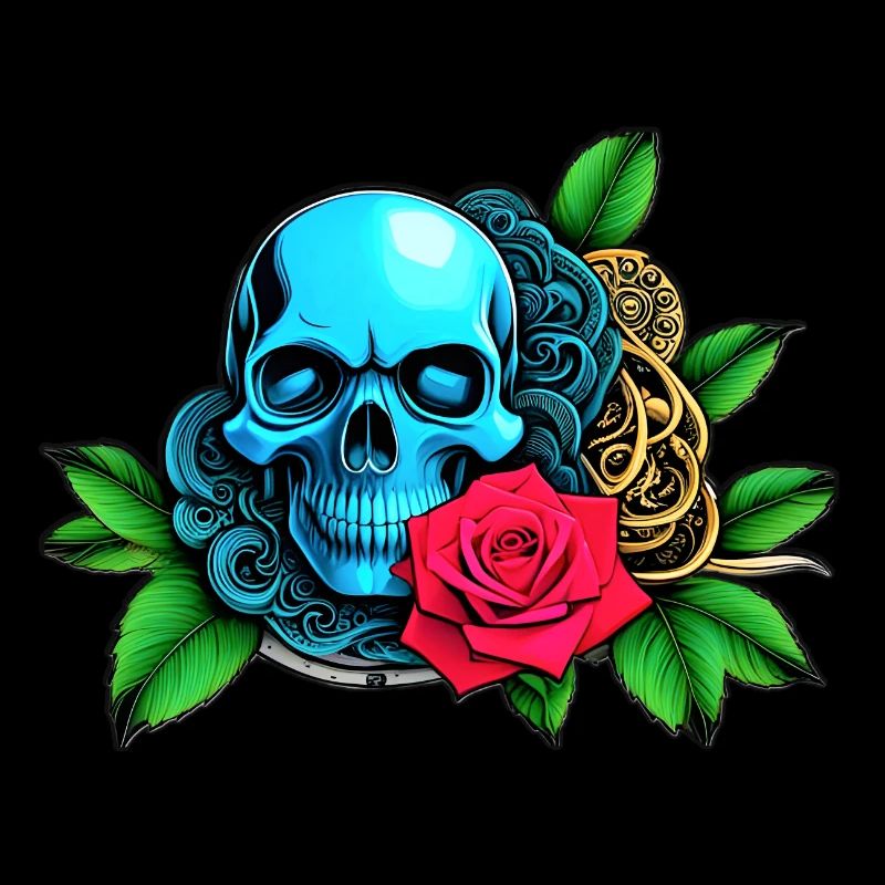Skulls 'n' Roses - Crâne Bleu