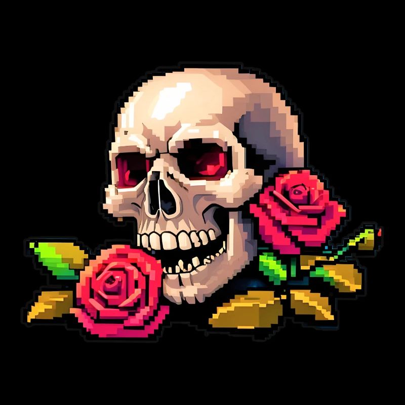 8Bit Skull - Red eyes