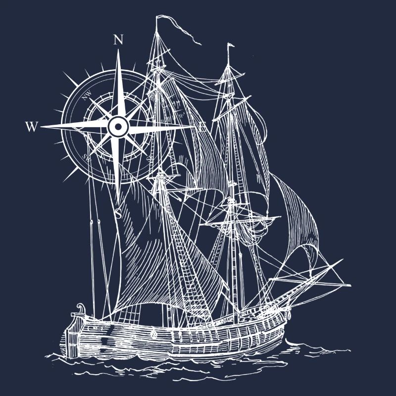 Ship | Compass | drawn | gift idea