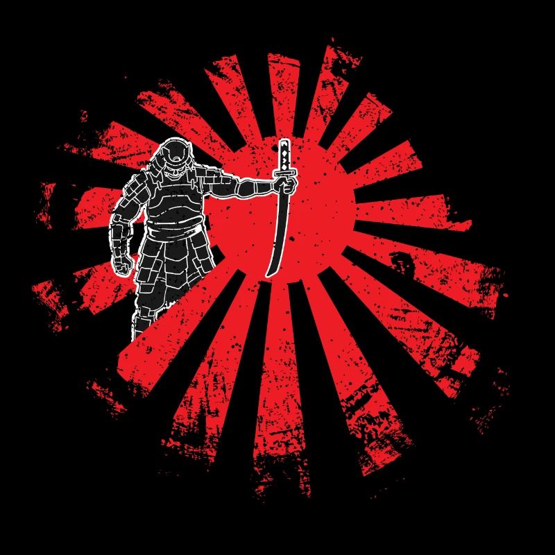 Drapeau samouraï soleil guerrier lutte asiatique