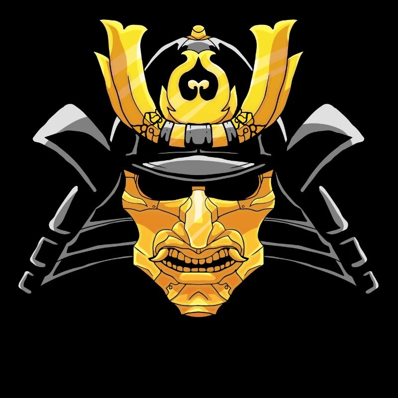 Samurai gold Hannya mask helmet armor Asia