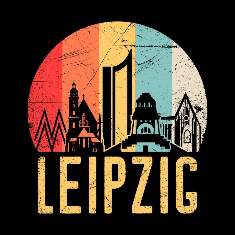 Leipzig Skyline Silhouette 80s Retro Vintage