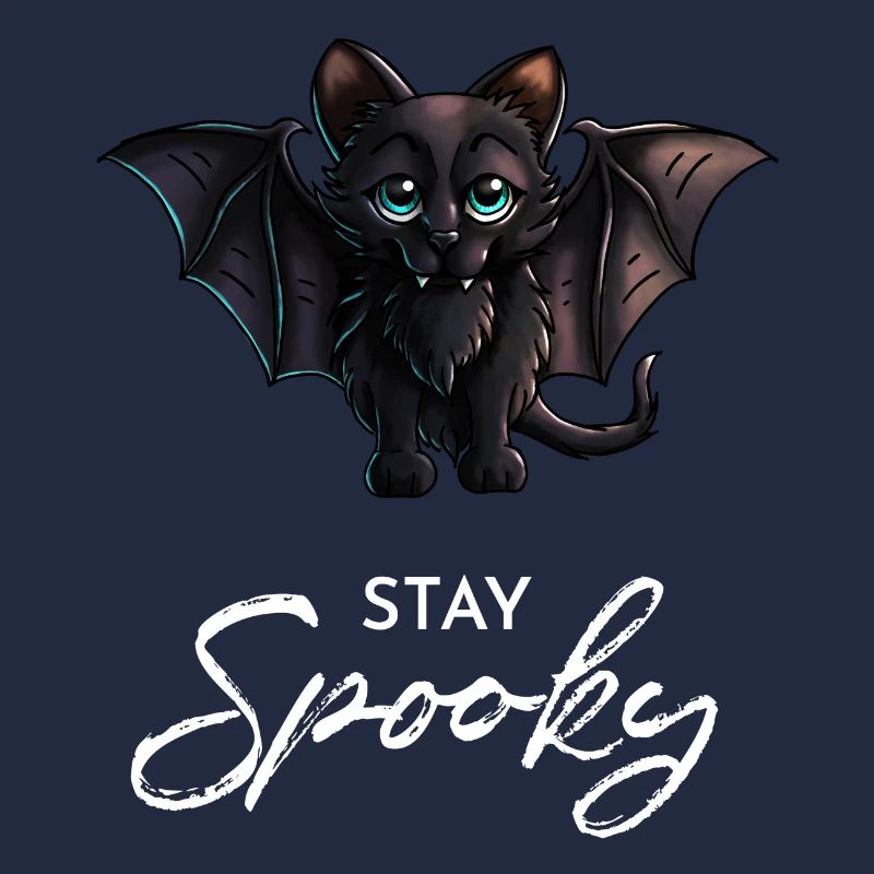 Restez Spooky Slogan Cute Vampire Black Bat Cat