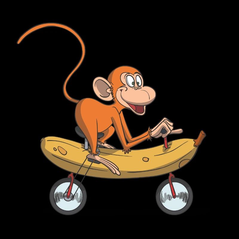 Singe drôle, singe sur vélo banane