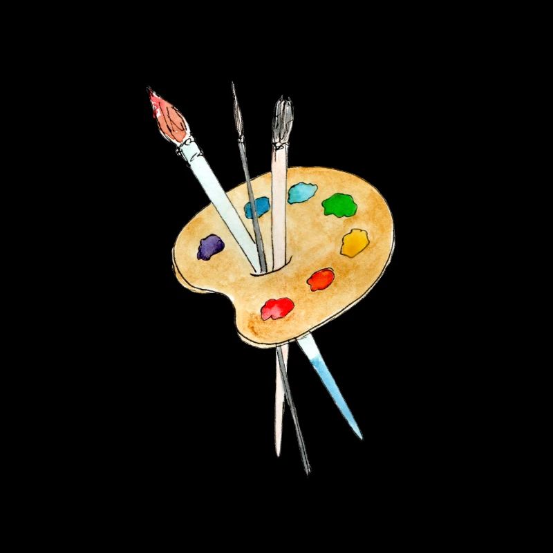 Palette, peintures et pinceaux