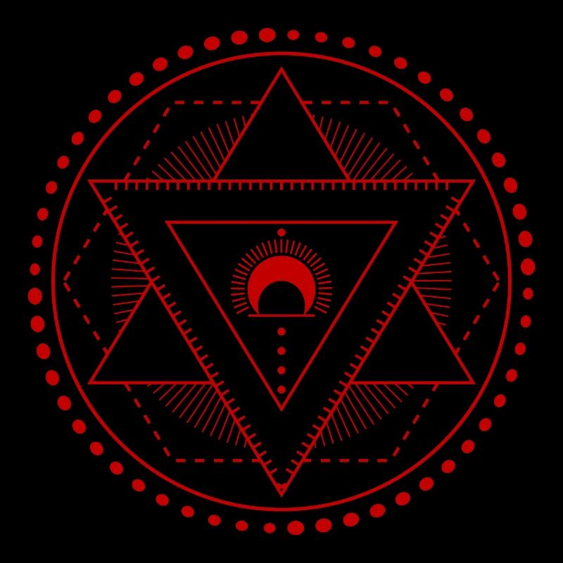 Hexagram Geometry Moon Red