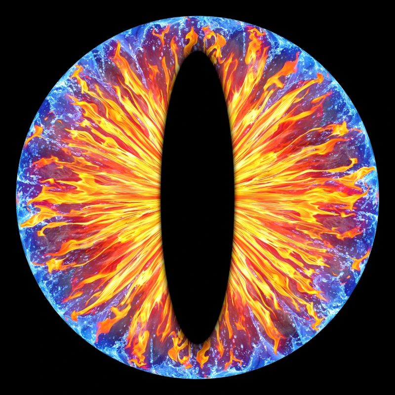 Oeil dragon - Feu et eau