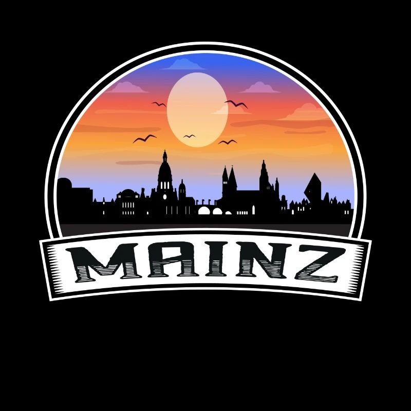 Mainz Germany Skyline Vintage Sunset Travel Souven