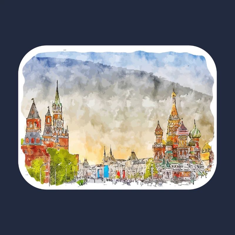 Moscou Russie Aquarelle Sketch Illustration
