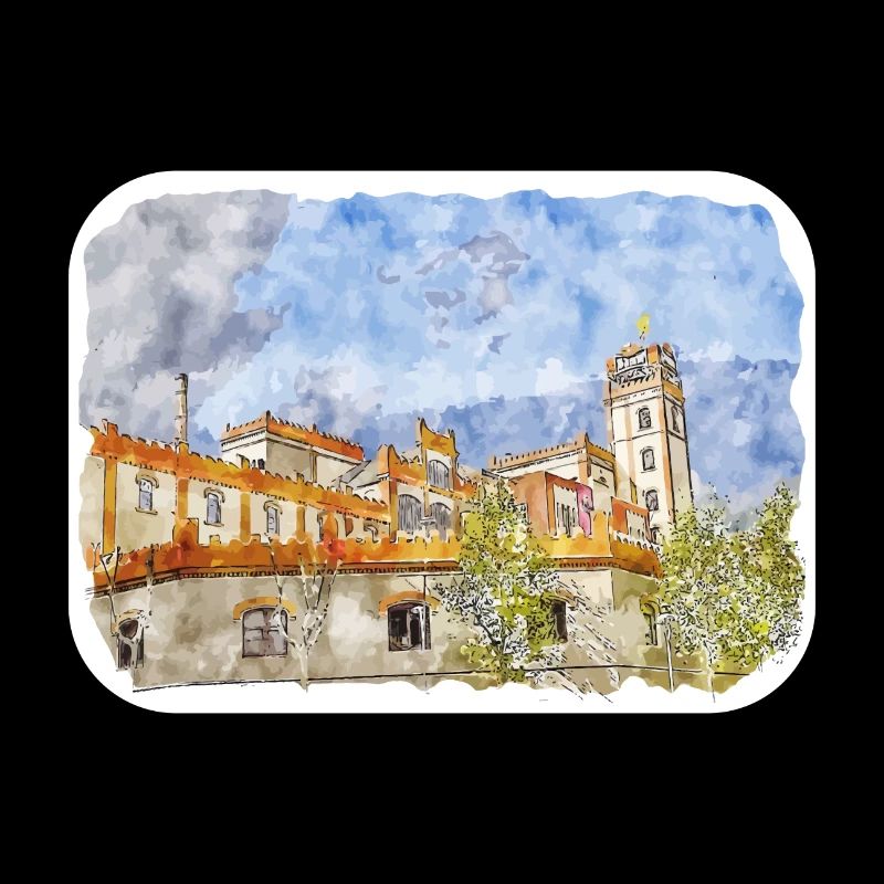 Barcelone Espagne Aquarelle Esquisse Dessinée Illustrati