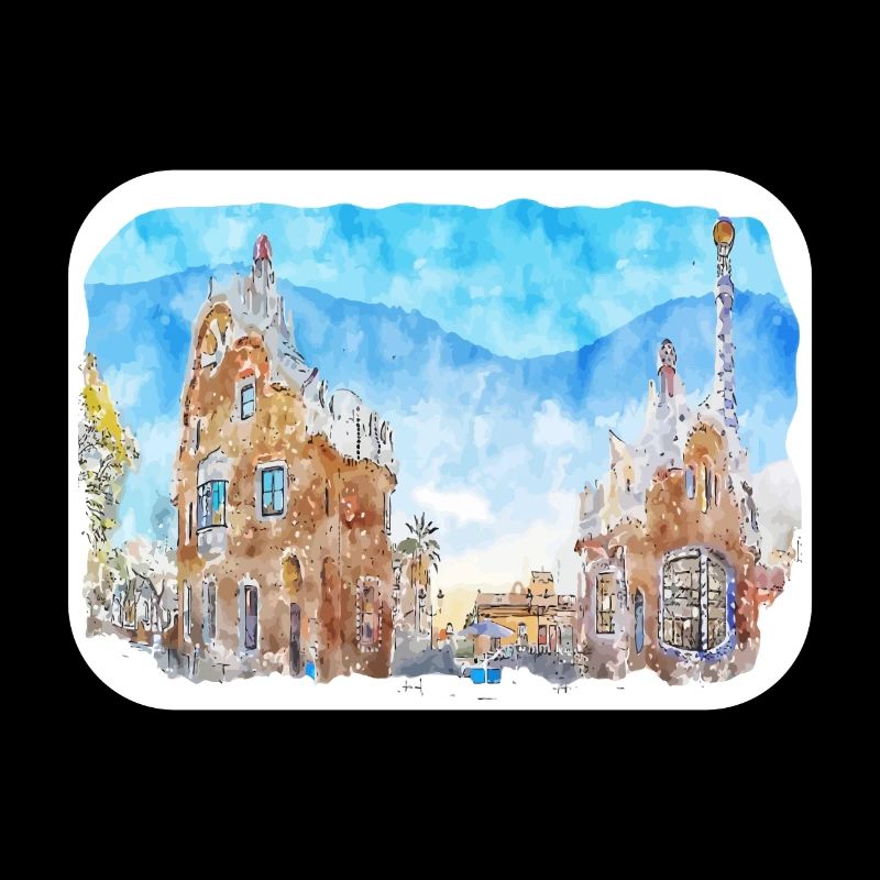 Barcelone Espagne Aquarelle Esquisse Dessinée Illustrati